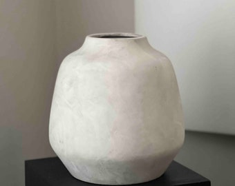 Medium Stone Vase, Grey Vase, White Vase, Home Decor