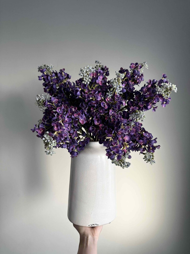 Real Touch Artificial Lilac, Faux Lilac, Faux Flowers, Artificial Flowers, Latex Flowers, PU Flowers, Purple Flowers, White Flowers, Decor image 7