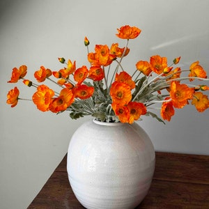 Artificial Poppy Flowers - 9 Colours, Faux Poppies, Artificial Poppies, White Poppies, Wedding Flowers, Colourful Flowers, Table Centrepiece Orange