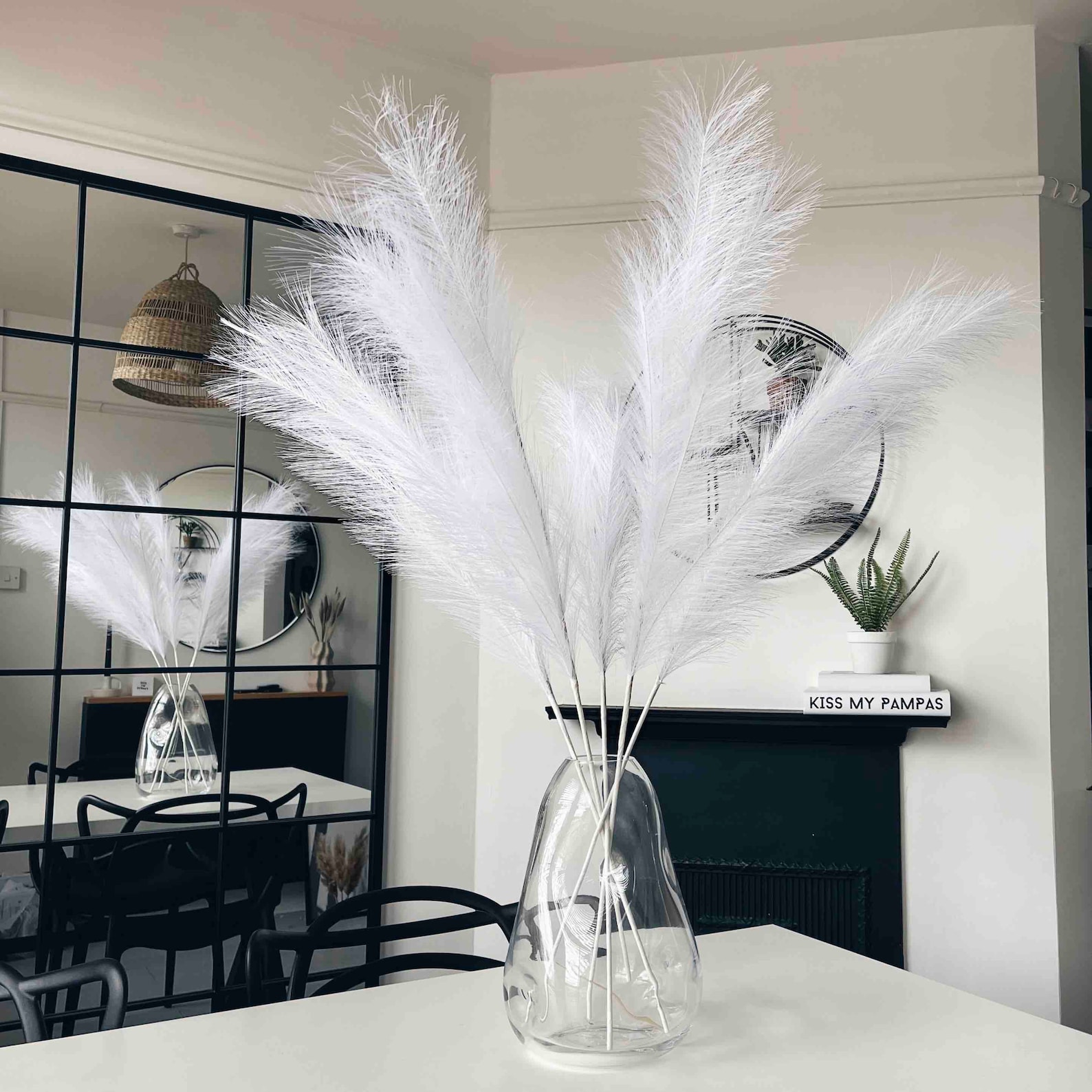 Faux White Pampas Grass for Home Decor, Artificial Pampas Grass, 100cm Tall Pampas, White Pampas