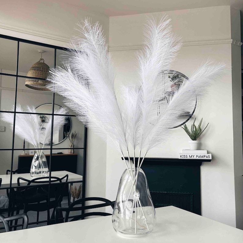 Faux White Pampas Grass for Home Decor, Artificial Pampas Grass, 100cm