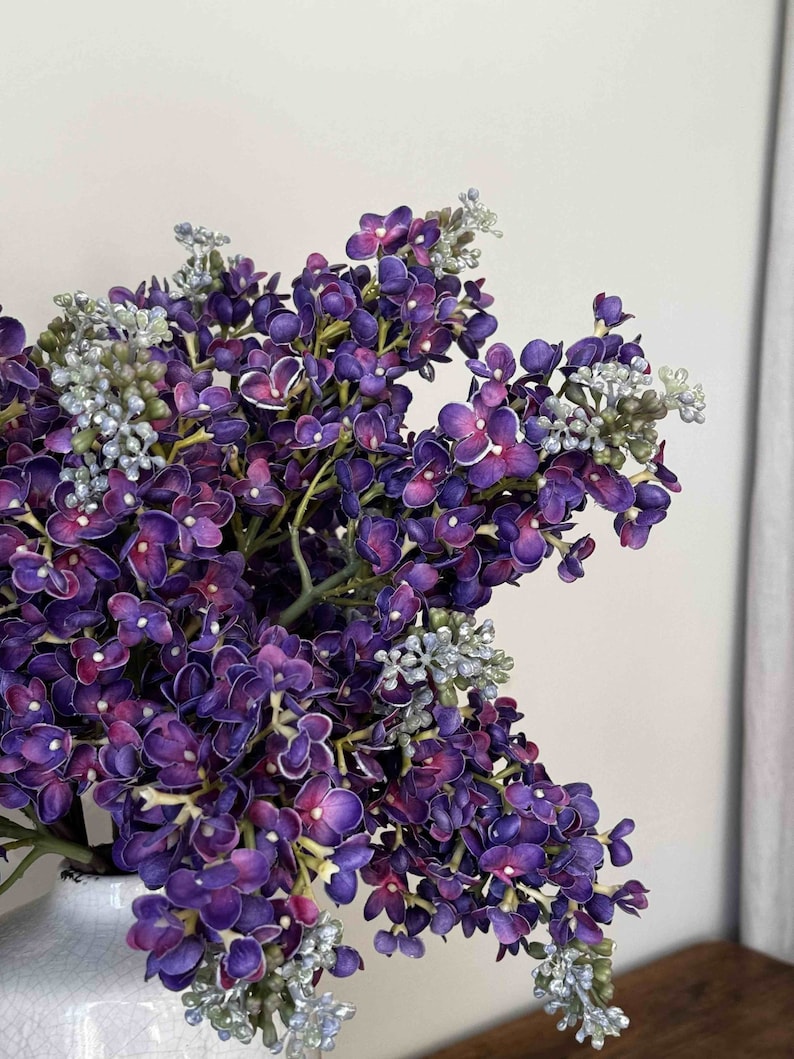 Real Touch Artificial Lilac, Faux Lilac, Faux Flowers, Artificial Flowers, Latex Flowers, PU Flowers, Purple Flowers, White Flowers, Decor image 4
