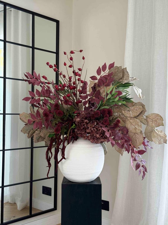 24 Fiori Finti Rustici Autunnali – Girasoli, Rose Bordeaux E Eucalipto, Lunghi Steli Flessibili Per Decorazioni Matrimonio E Casa