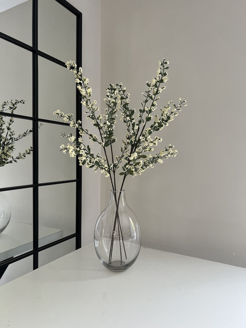 Cream Faux Berry Branches, Artificial Berry Branches, Artificial Flowers, Faux Branches image 1