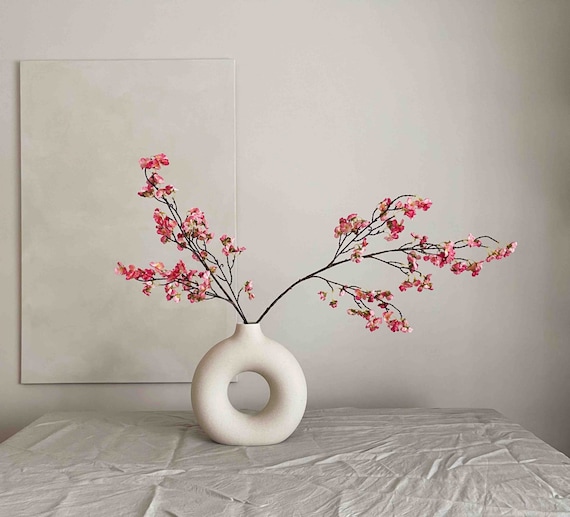12 Rami Fiori Di Ciliegio E Pesco Artificiali - Seta Rosa, 65 Cm