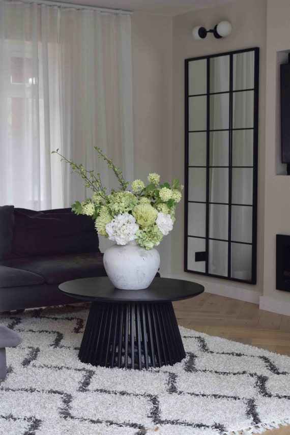 White and Green Faux Flower Arrangement, Artificial Flowers, Silk Flower Arrangement, Hydrangea Flowers