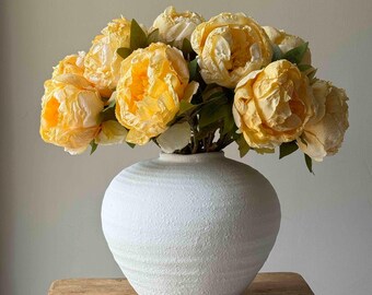 Yellow Faux Peony Flowers, Yellow Flowers, Silk Flowers, Artificial Peony, Cream Peony, Artificial Flowers, Faux Flowers, Home Decor