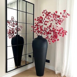 Tall Black Hammered Vase, Large Vase, Freestanding Vase, Metal Vase, Tall Vase