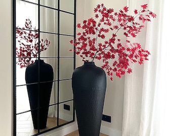 Tall Black Hammered Vase, Large Vase, Freestanding Vase, Metal Vase, Tall Vase