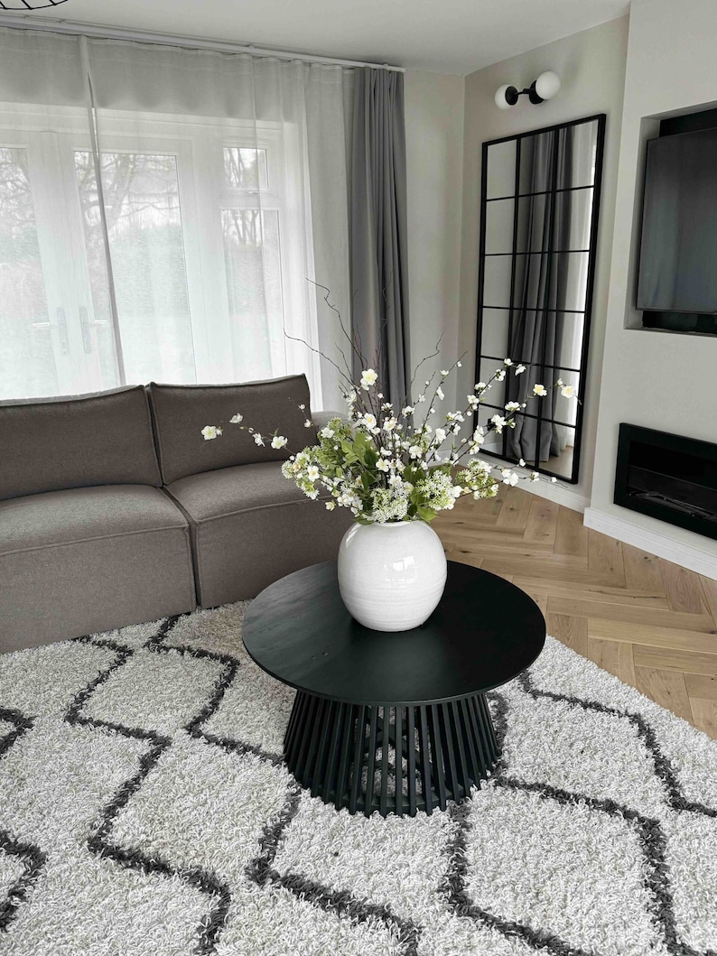 White Round Vase, Shere Vase, Large Vase, Flower Vase, Hoem Decor image 1