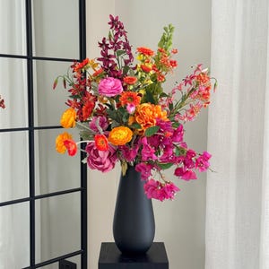 Multi-Colour Faux Flower Arrangement, Artificial Flowers, Flowers and Vase, Spring Faux FLowers, Home Decor, Silk Flowers