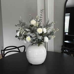 White Round Vase, Shere Vase, Large Vase, Flower Vase, Hoem Decor image 3