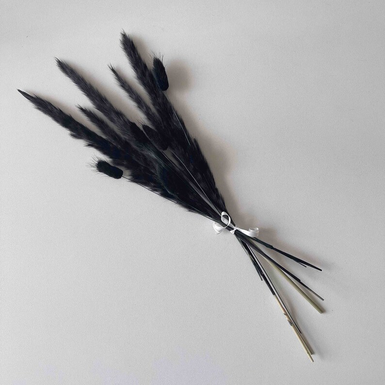 Black Dried Flowers Bouquet Vase Topper Black Bunny Tails Etsy UK