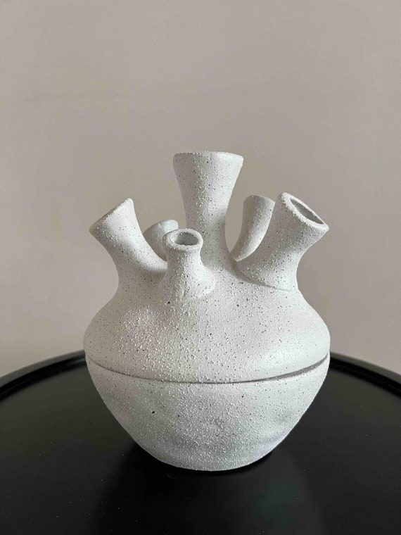 Mehrere Öffnungen Knospe Vase, Weiße Vase, Nordische Vase, Skandinavische Vase, Einzigartige Vase, Perfekt für Kunstblumen