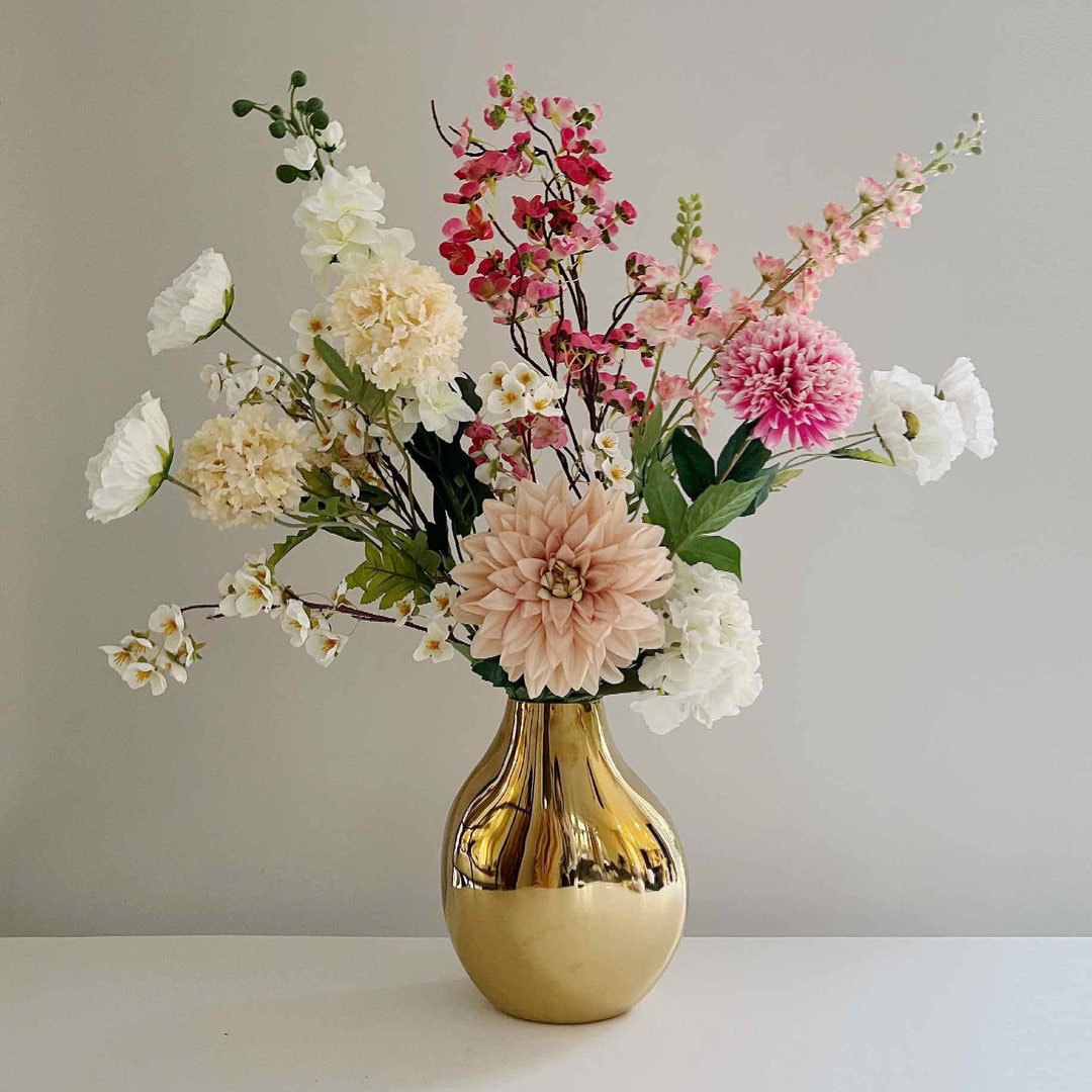 Faux Flower Arrangement, Spring Flower Arrangement, Artificial Flowers, Colourful Flower ...