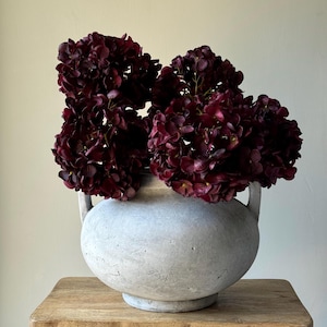Autumn Burgandy Faux Hydrangeas, Artificial Hydrangeas, Faux Flowers, Orange Flowers, Autumn Flowers, UK, Silk Flowers