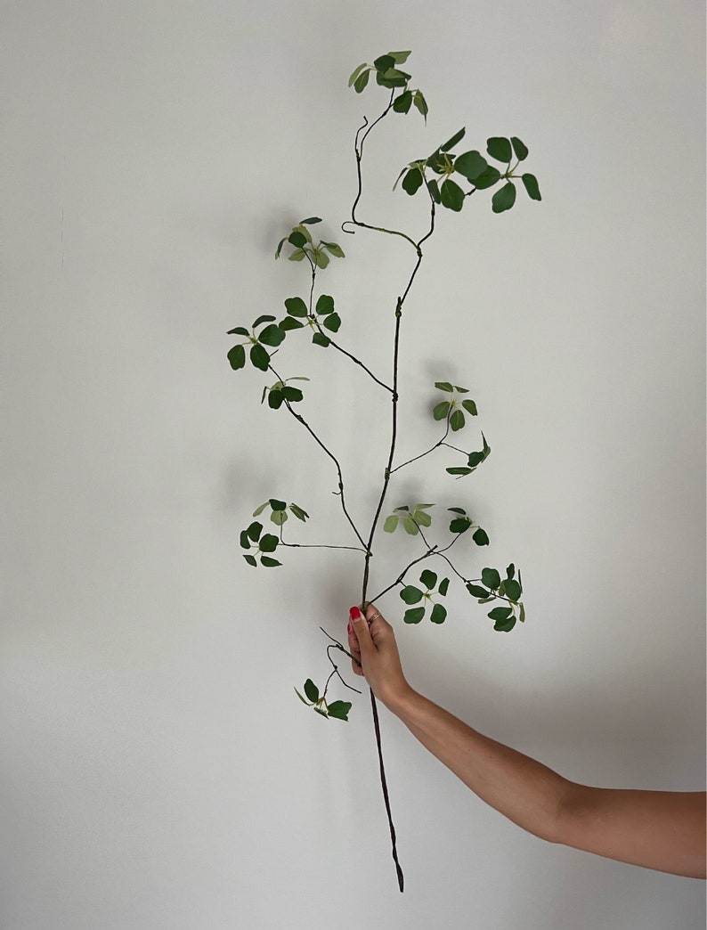 Artificial Branch With Leaves, Faux Branch, Willow Branch, Corylus Branch, Hazel Branch, Branch with Flowers, Faux Leaf image 2