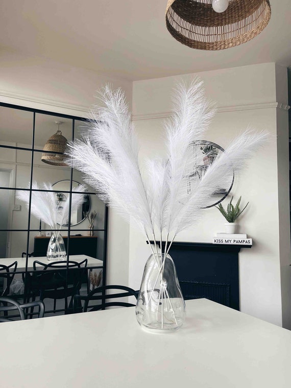 Faux White Pampas Grass for Home Decor Artificial Pampas Grass 100cm Tall Pampas White Pampas Vase arrangement Artificial flowers UK