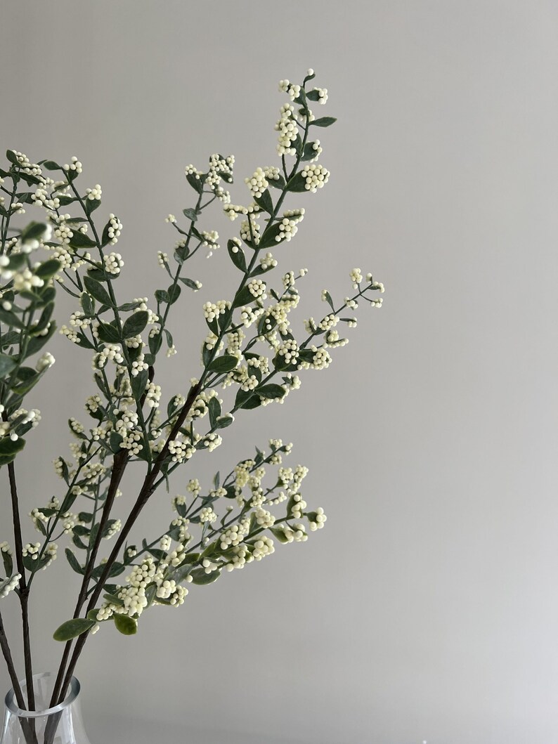 Cream Faux Berry Branches, Artificial Berry Branches, Artificial Flowers, Faux Branches image 2