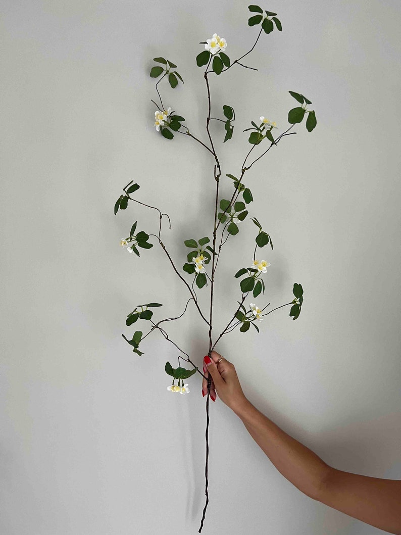 Artificial Branch With Leaves, Faux Branch, Willow Branch, Corylus Branch, Hazel Branch, Branch with Flowers, Faux Leaf image 3