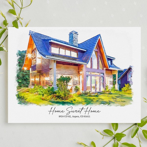 Custom House Portrait,  Personalized Gift, Realtor Closing Gift, Our First Home Gift, Watercolor Home Portrait, Custom Painting From Photo