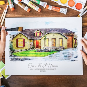 Custom House Portrait, Realtor Closing Gift, New Home Gift, Watercolor Home Portrait, Home Portrait From Photo, First Home Painting