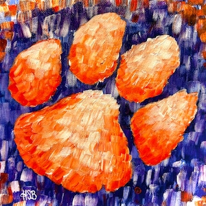 Clemson Tiger Paw Art Print, Clemson, South Carolina Wall Art, Giclée