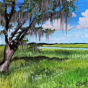 Pantano de campo bajo Giclée Art Print, Isla Fripp, Carolina del Sur, Arte costero de Carolina del Sur, Decoración de la casa de playa