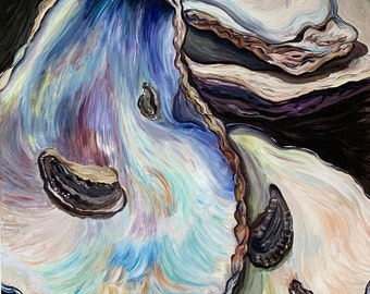 Oyster Giclée Art Print, Coastal and beach house decor, Low country art
