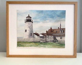 Pemaquid Point Lighthouse, Maine, Giclée Art Print, Lighthouse Art, Coastal Decor