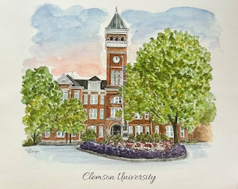 Tillman Hall, Clemson, South Carolina Giclée Art Print, South Carolina Art, Clemson decor and gifts, 8"x10" and 11"x14"