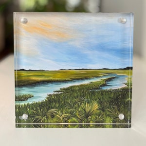 Framed Southern Marsh art print, Acrylic magnetic frame, Framed art, Coastal decor