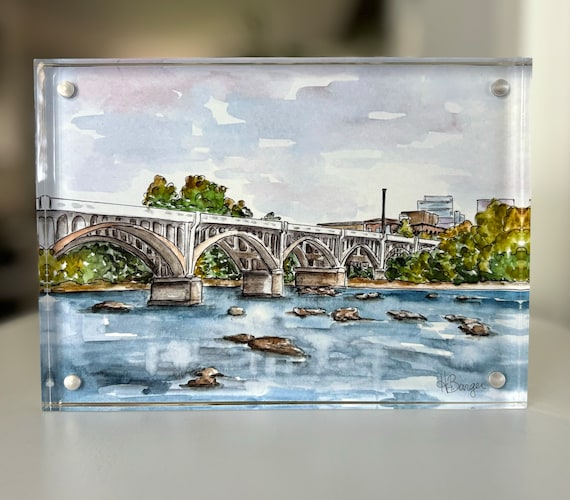 Gervais Bridge, Columbia, SC, Framed art print, Acrylic magnetic frame, South Carolina art