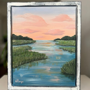 Original Low Country Marsh Painting, 8&quot;x10&quot;, South Carolina art, Coastal decor, Low Country art, Acrylic on Canvas