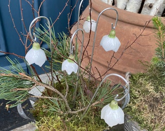 Schneeglöckchen,Gartenkeramik frostfest, Keramik Handarbeit,,Keramikblumen, winterdekoration