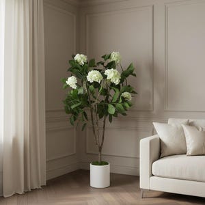 Glossy White Round Fiberstone Pot
