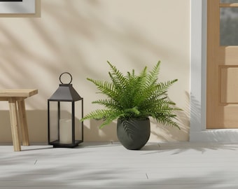 6" Black Textured Round Fiberstone Pot
