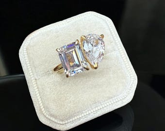 Toi et Moi Ring, Promise Ring, Engagement Ring, Two Stone Ring, Wedding Ring, Anniversary Gift, Gift for Her