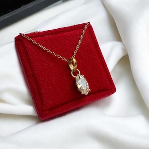 1ct 1.5ct 2ct Marquise Cut Diamond Pendent Necklace Marquise Cut Solitaire Moissanite Necklace for women Gold Layering Necklace Gift for her