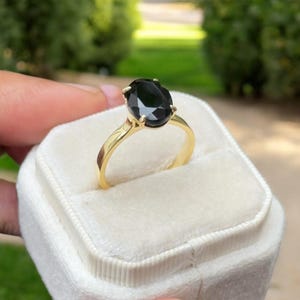 Black onyx ring, natural gemstone ring, oval onyx ring, gold filled or sterling silver. Sale.