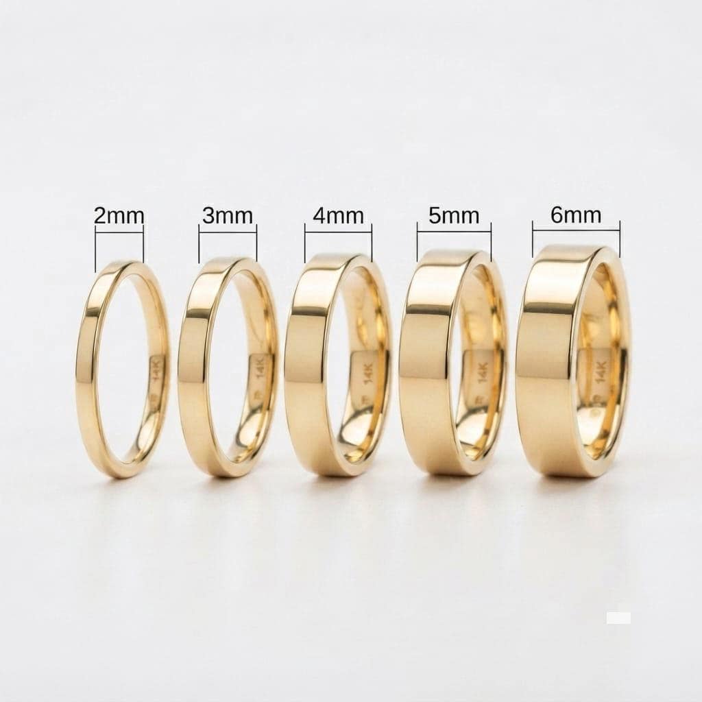 14k Yellow Gold Flat Wedding Band - Polished Comfort Fit Ring