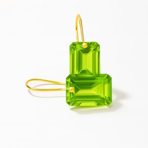 14K Gold Peridot Drop Earrings (30 ct), Minimalist Birthstone Earrings, Small Earrings, Peridot Jewelry Gift For Her, Valentines Gifts