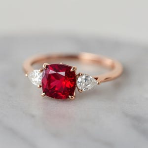 14K Gold Natural Ruby Ring / Genuine Ruby Ring Available in Gold, Rose Gold and White Gold / July Birthstone / Tiny Proposal Ring Jewelry