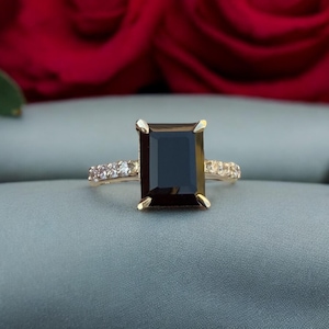 Natural Baguette Onyx Wedding Band Ring Promise Ring Art Deco Unique Baguette Cut Black Onyx Anniversary Gifts Delicate Ring