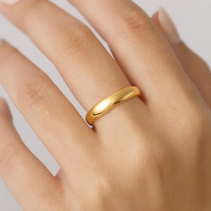 14k Yellow Gold Dome Wedding Band • POLISHED • COMFORT FIT • Classic Wedding Rings for Men and Women • Plain Simple Wedding Band Ring