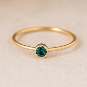 14K Yellow Gold Emerald Cut Teal Sapphire Engagement Ring, Bezel Set Ring, Gold Bridal Ring, Promise Ring, Handmade Ring, Gift For Her