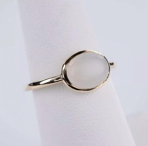 Oval Cabochon Moonstone Engagement Ring Vintage Solid 14K White Gold Diamond Engagement Ring Art Deco Open Ring Bridal Anniversary Ring