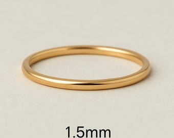 Fede nuziale in oro giallo da 2 mm • CUPOLA • LUCIDATA • Fede nuziale in oro giallo massiccio da 10k, 14k, 18k per uomo e donna • Fede semplice e sottile da 2 mm