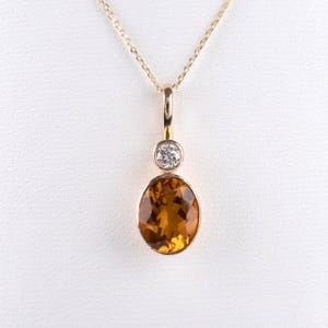Citrine Oval Cut Necklace, November Birthstone Necklace, Solid Gold and Solitarie Silver Necklace, Bridal Necklace, Minimalist Necklace