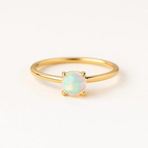 Dainty Opal Ring, Opal Stacking Ring, White Opal and CZ Ring, Gold Opal Ring, Sterling Silver Opal Ring, Delicate Opal Ring, Bridesmaid Gift
